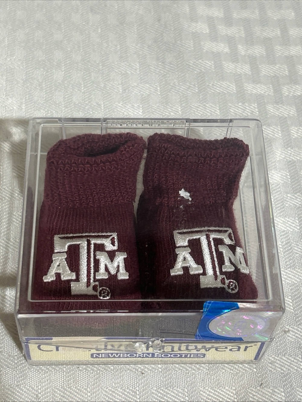 Creative Knitwear Newborn Booties TEXAS A&M AGGIES BLACK Officially Licensed NEW